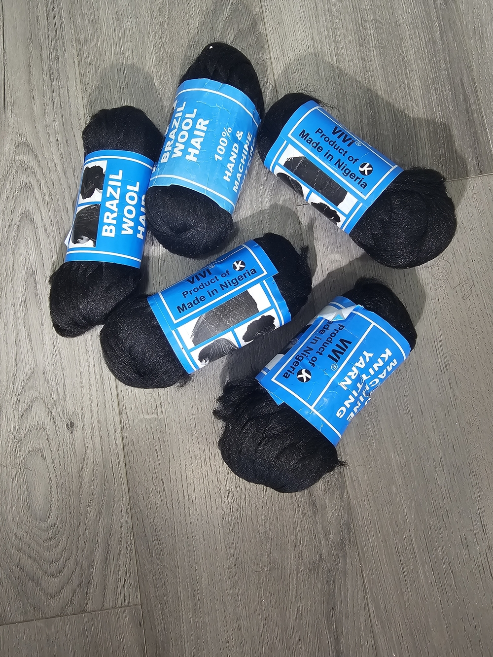 ViVI Black Brazil Wool Hair Bundles - Pack of 5